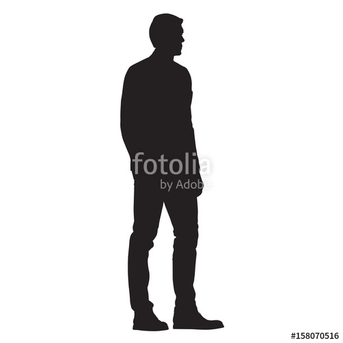 500x500 Man Standing, Side View, Isolated Vector Silhouette Stock Image
