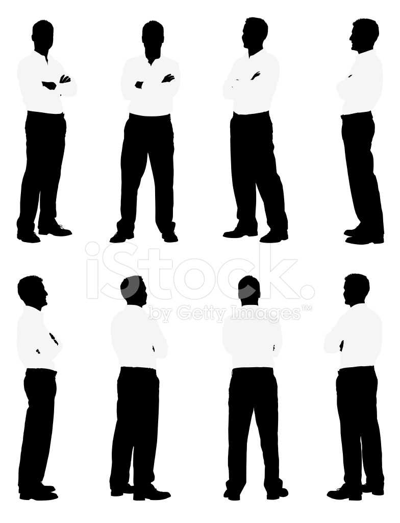 784x1024 Silhouette Of Men Standing With His Arms Crossed Stock Vector