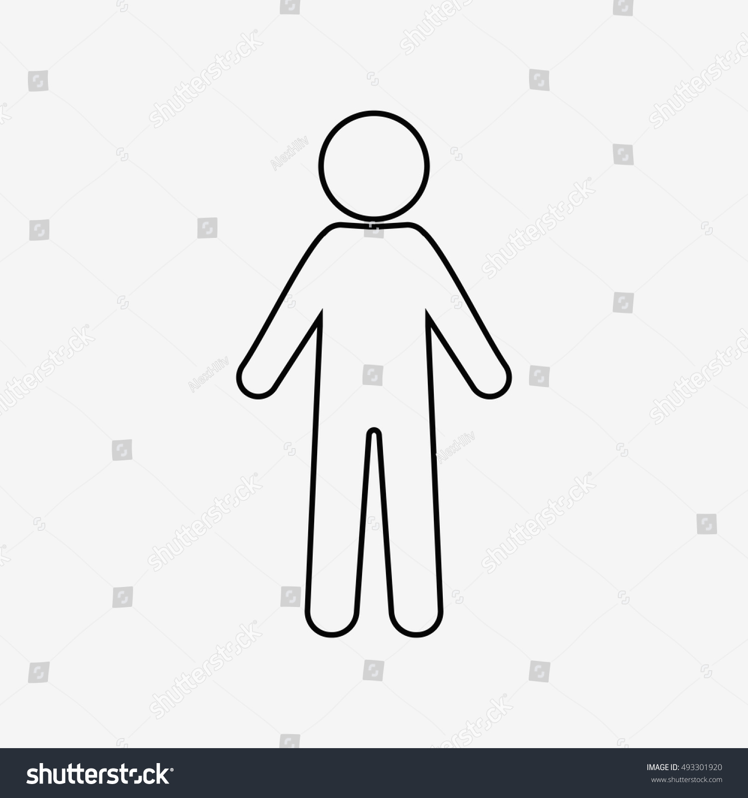 1500x1600 Stock Vector Man Standing Outline Flat Cartoon Icon Male Sign