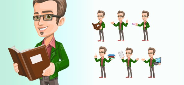 594x274 Free Vector Smart Guy Character