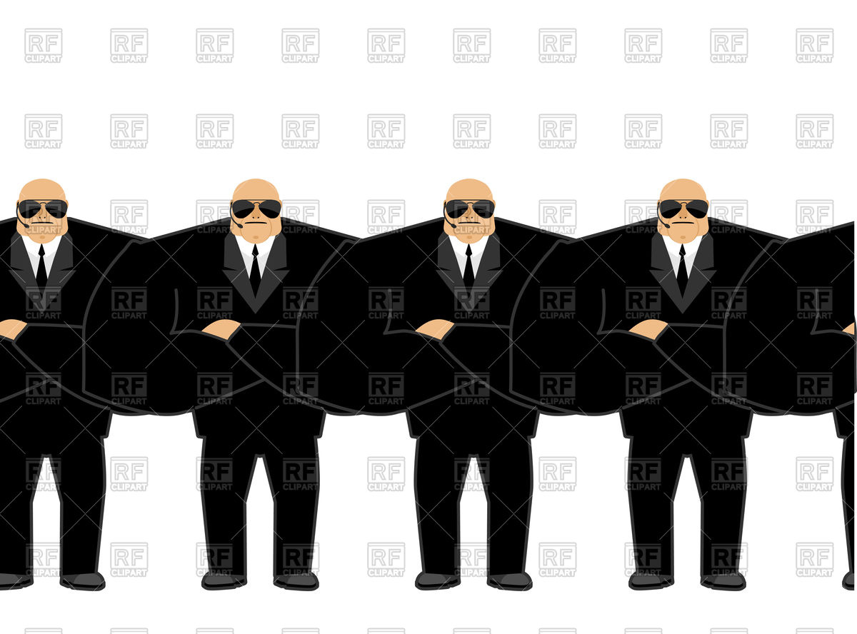 1200x888 Bald Bodyguards In Black Suit, Security Man Vector Image Vector