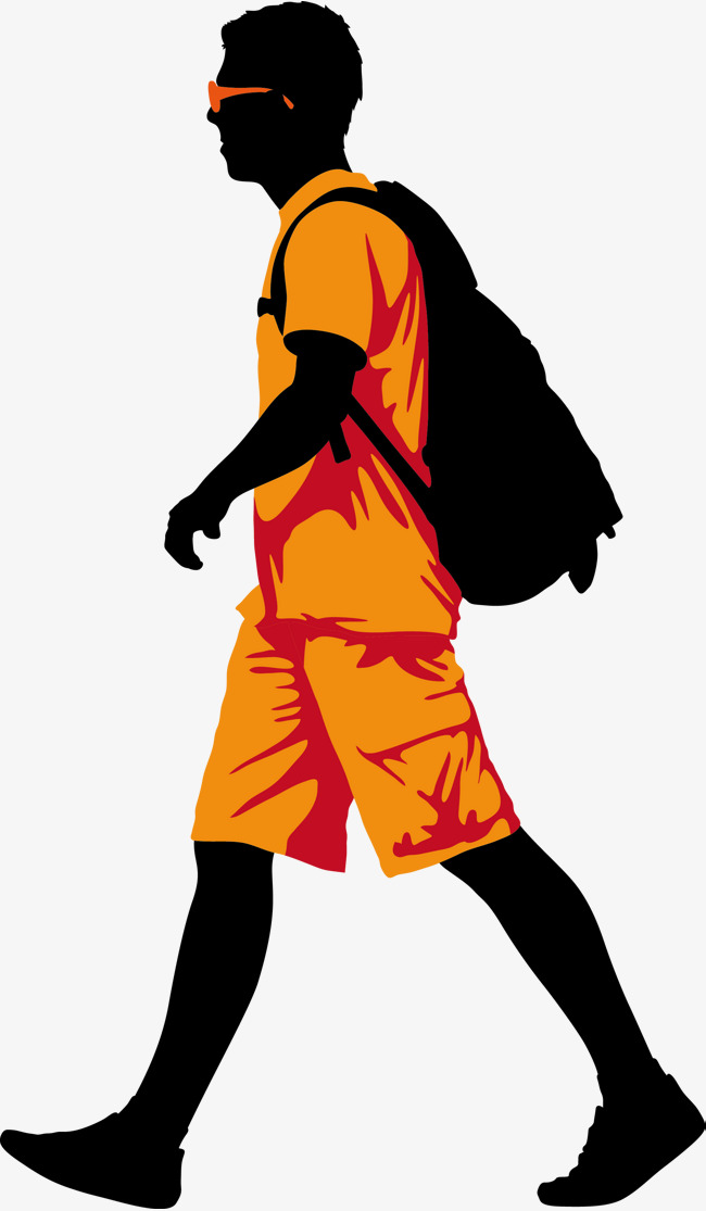 650x1115 A Man Walking With A Satchel On His Back, Man Vector, Man Clipart