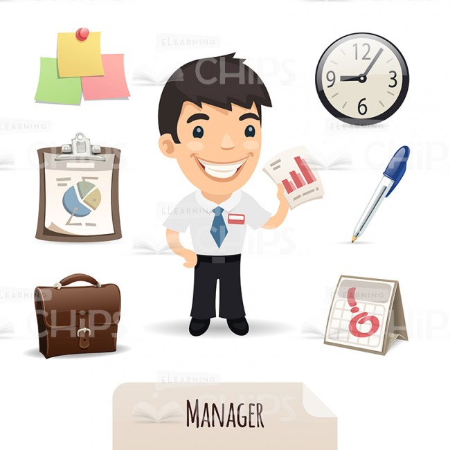 650x650 Confident Manager Vector Character With Icon Set