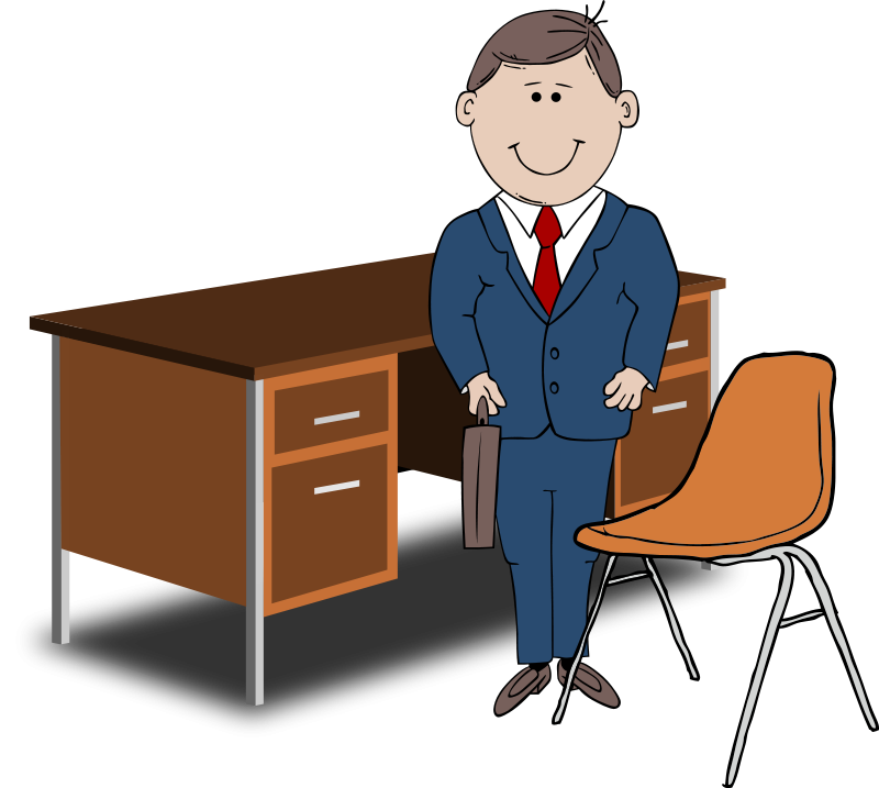 800x717 Teacher Manager Between Chair And Desk Free Vector 4vector
