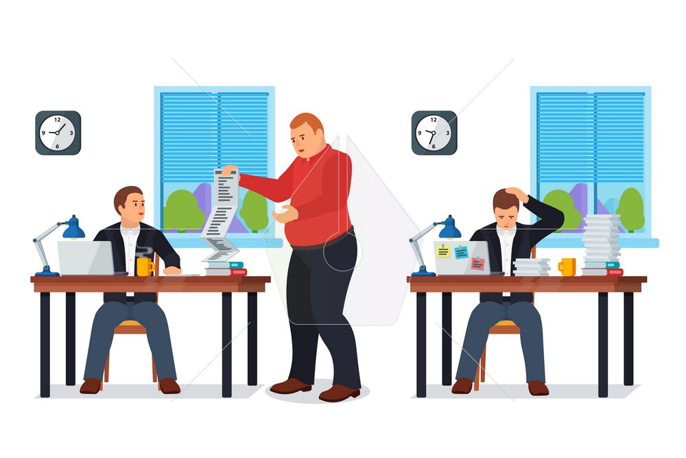 1000x667 Boss Gives Many Requests To Your Manager. Vector Illustration