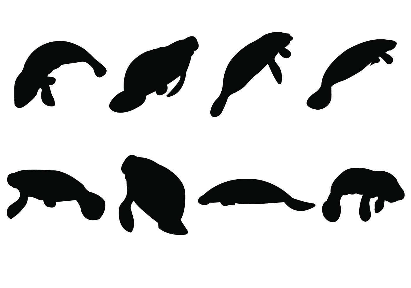 1400x980 Free Manatee Silhouettes Vector