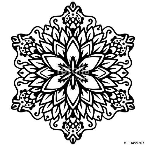 500x500 Black Mandala For Coloring. Mandala Vector Coloring Page. Mandala