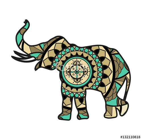 500x492 Vector Illustration Of An Elephant Mandala, Elefante Mandala