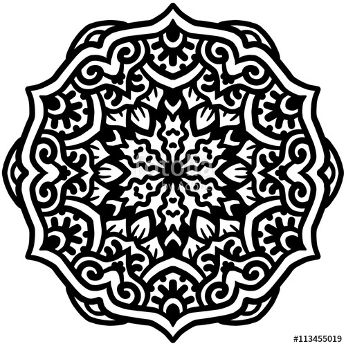 500x500 Black Mandala For Coloring. Mandala Vector Coloring Page. Mandala