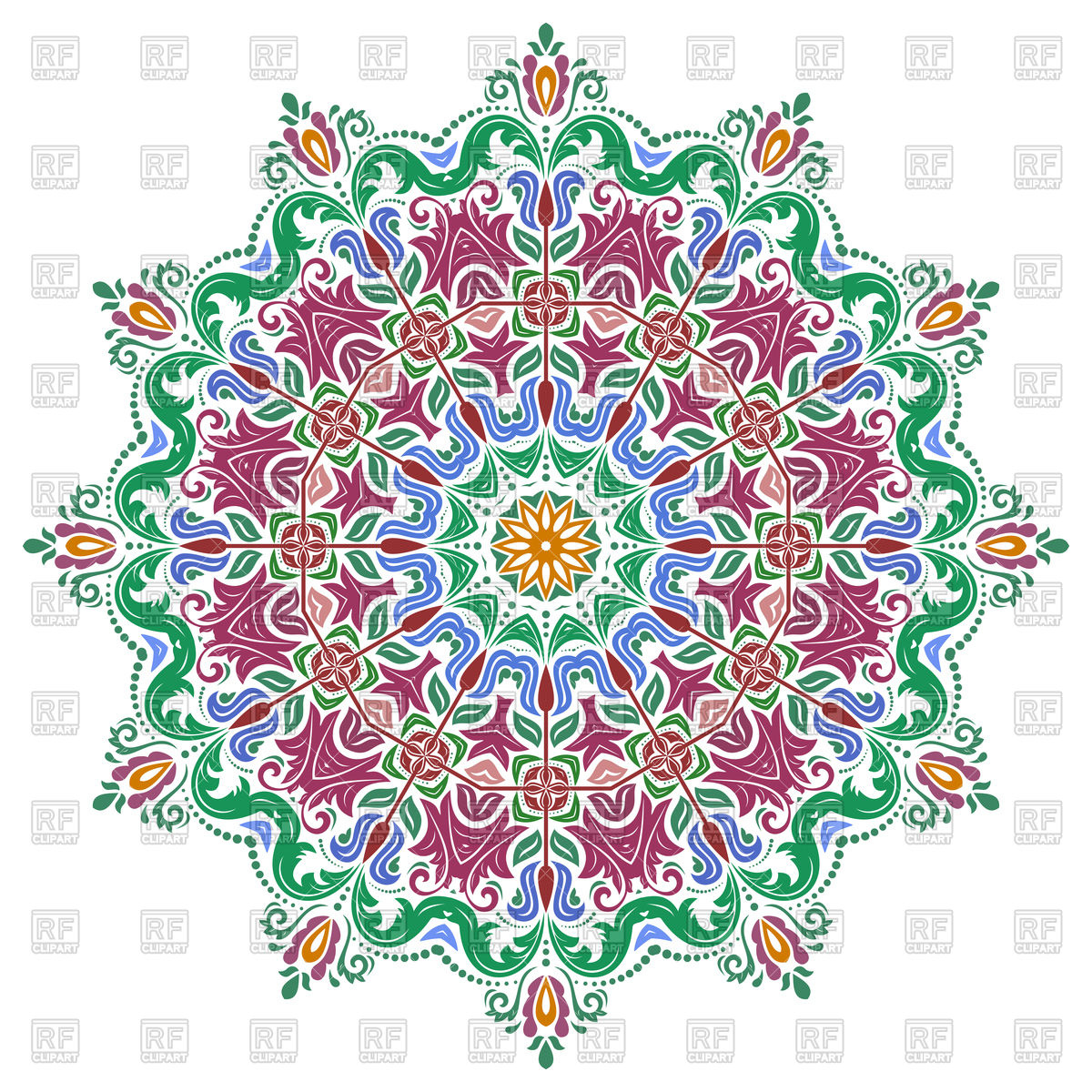 1200x1200 Classic Seamless Round Colorful Pattern Mandala Vector Image