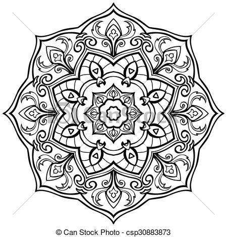 450x470 Vector Simple Mandala. Vector Simple Mandala, Isolated On White