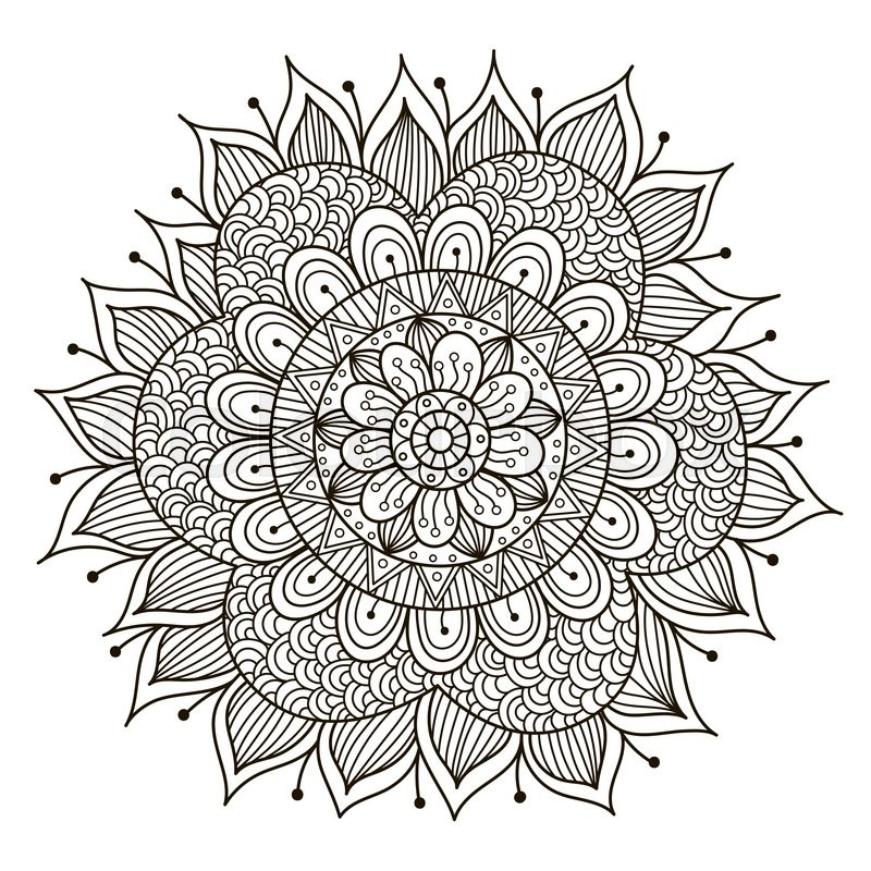 800x800 Beautiful Deco Floral Mandala. Vector Round Ornament Pattern