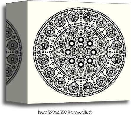 443x390 Canvas Print Of Mandala Vector Dot Painting Style, Aboriginal Folk