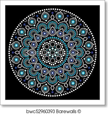 362x382 Art Print Of Mandala Vector Art, Australian Dot Painting White And