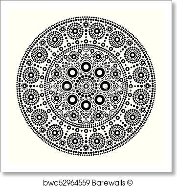362x382 Art Print Of Mandala Vector Dot Painting Style, Aboriginal Folk