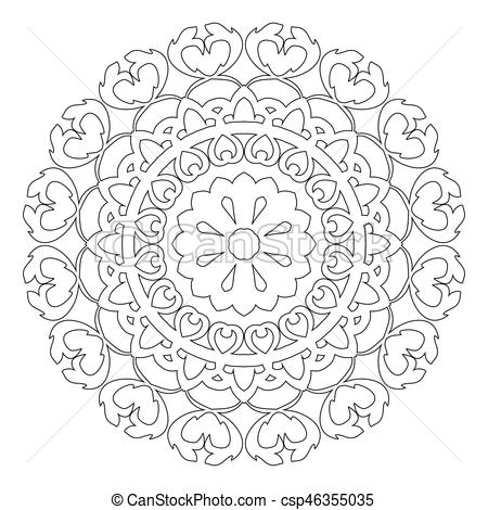 450x470 Ornamental Simple Mandala. Vector Simple Mandala On White