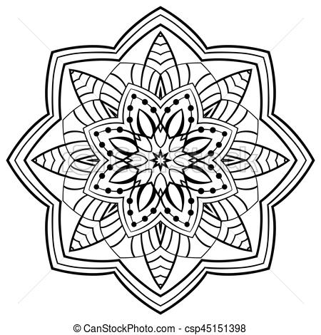 450x470 Ornamental Simple Mandala. Vector Simple Mandala With Abstract