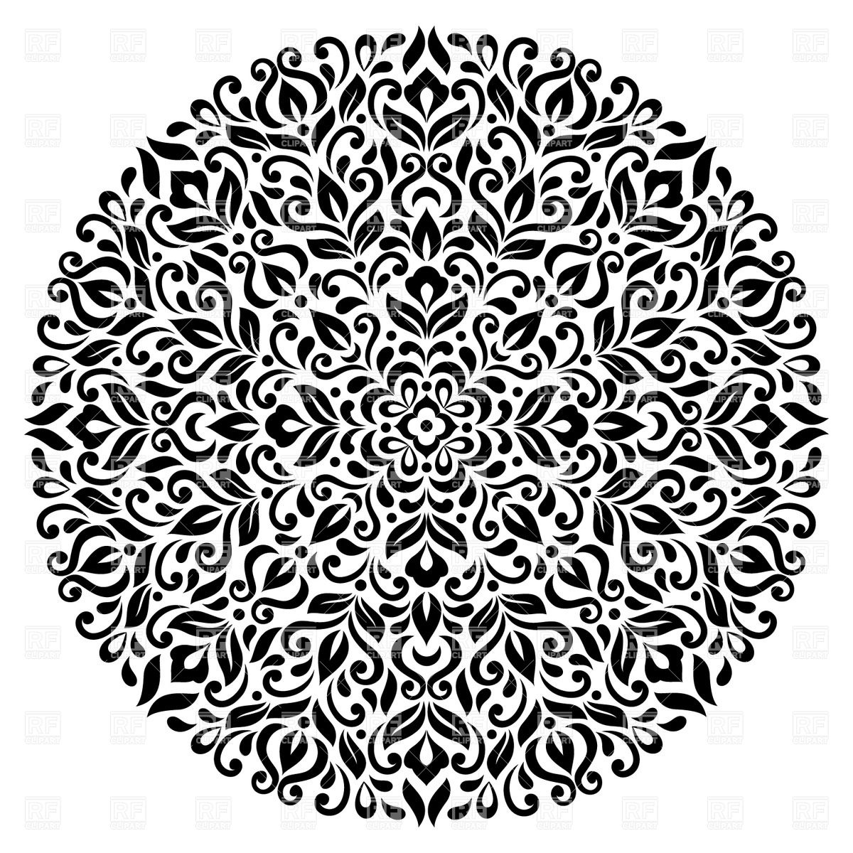 1200x1200 Black Ornate Herbal Mandala