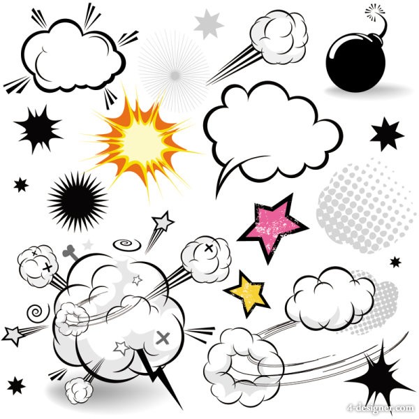 600x600 4 Designer Manga Style Mushroom Cloud Layer 01 Vector