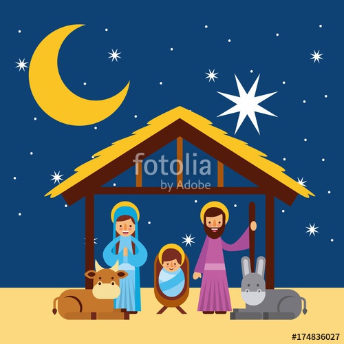 500x500 Merry Christmas Holy Family Traditional Religious Scene Of The