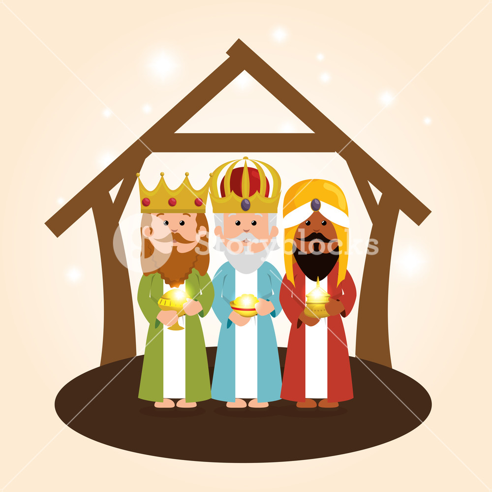 1000x1000 Cute Three Wise Kings Manger Vector Illustration Eps 10 Royalty