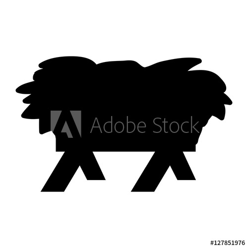 500x500 Christmas Empty Jesus Manger Vector Silhouette Icon Symbol Design