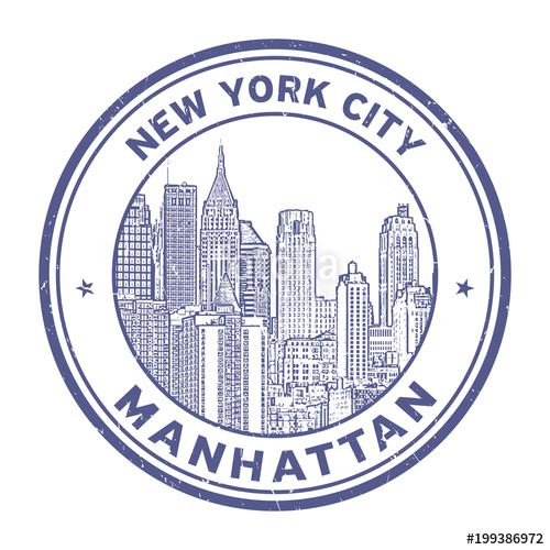 500x500 Manhattan Skyline Stamp Stock Image And Royalty Free Vector Files