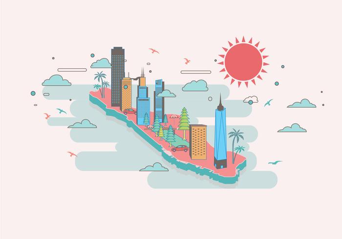 700x490 Manhattan Map Colorful Vector