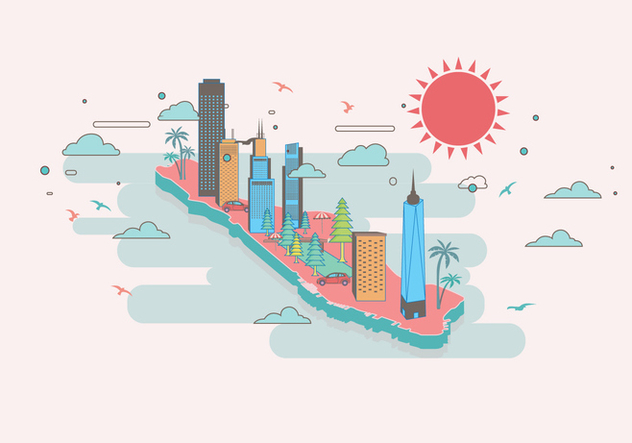 632x443 Manhattan Map Colorful Vector Free Vector Download 412473 Cannypic