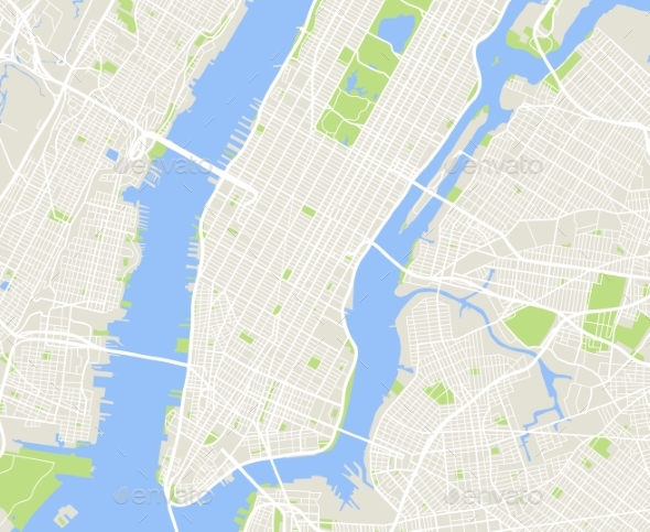 590x483 New York And Manhattan Urban City Vector Map By Microvone