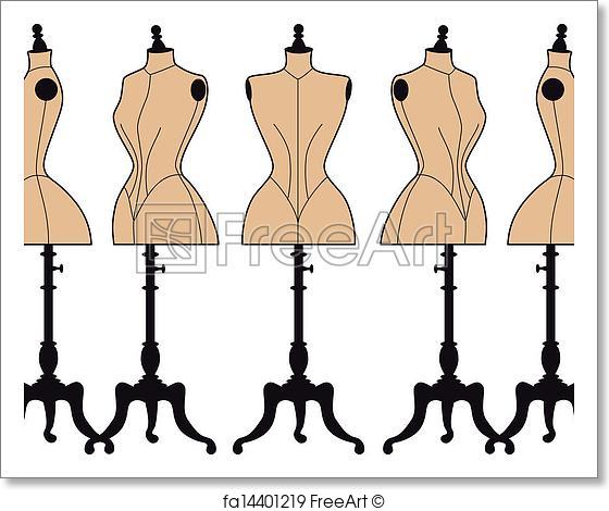 560x470 Free Art Print Of Vintage Fashion Mannequins, Vector . Set Of