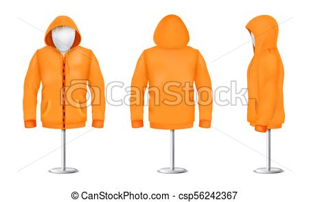 450x294 Vector Orange Hoodie With Zipper On Mannequin. Vector Realistic