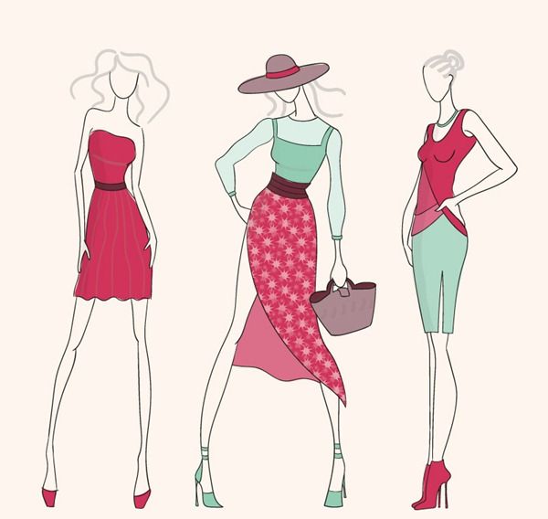 600x568 3 Hand Painted Mannequin Vector Graphics Fashionista In 2018