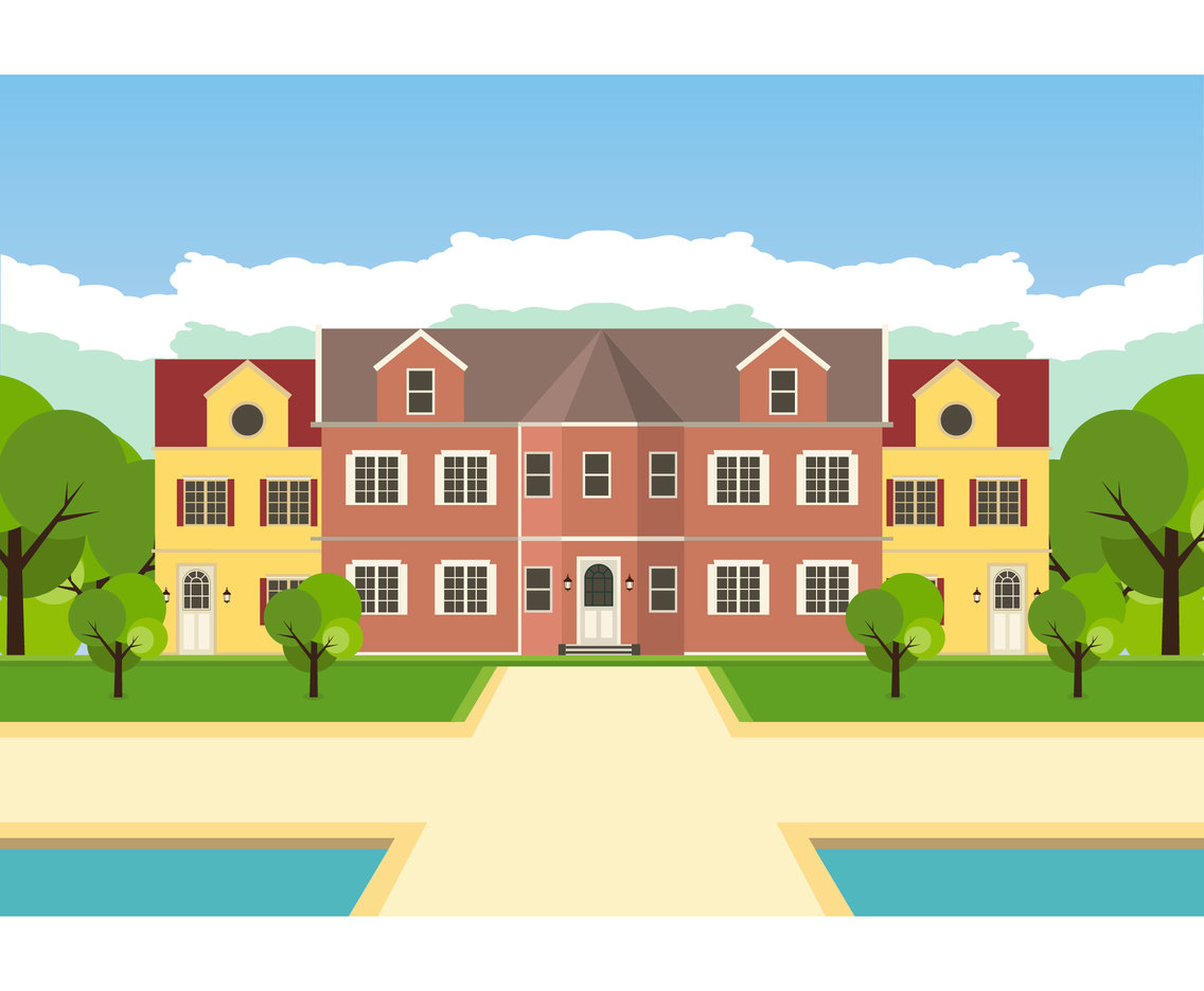 1136x936 Flat Luxury Mansion Vector Art Amp Graphics