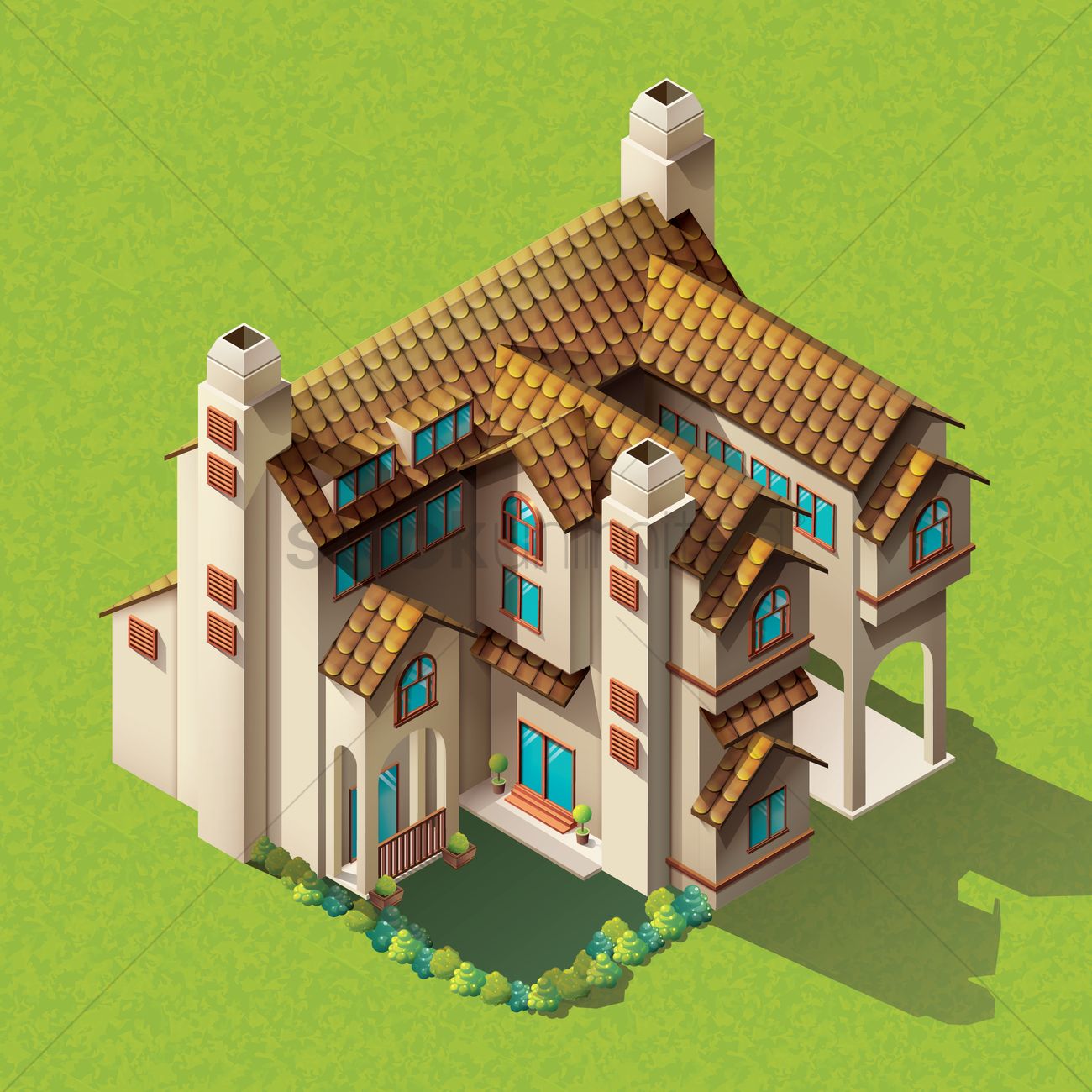 1300x1300 Isometric Mansion Vector Image