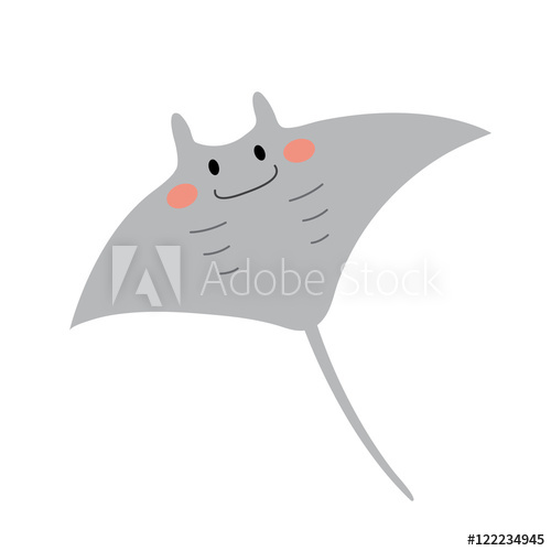 500x500 Manta Ray Animal Cartoon Character. Isolated On White Background