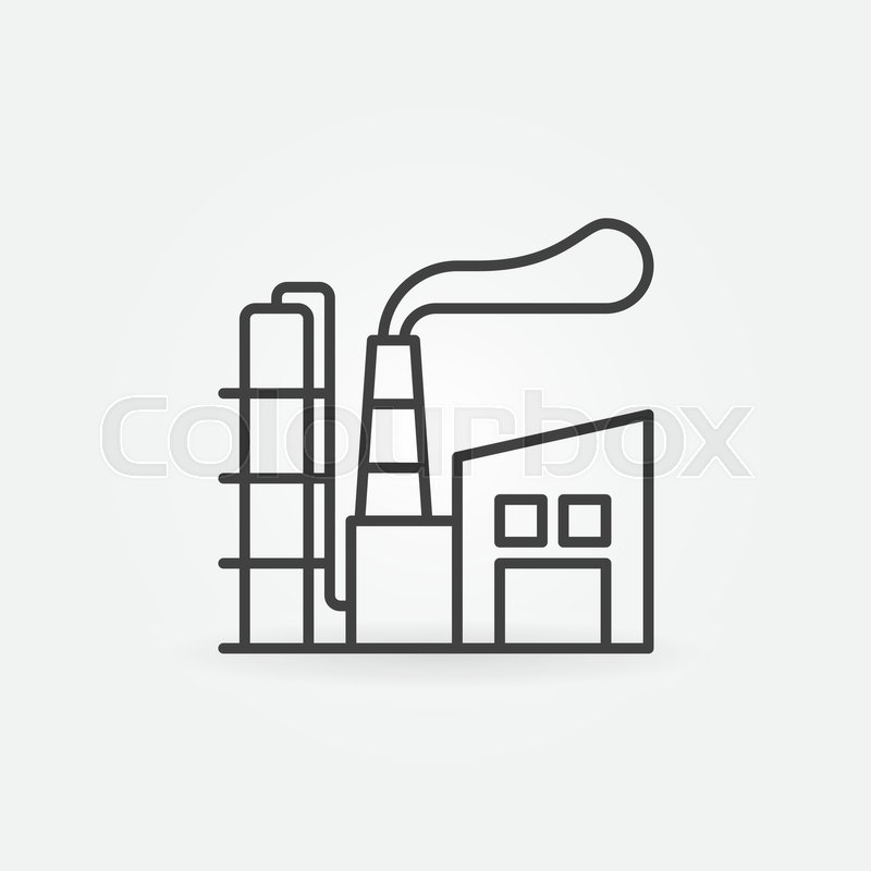 800x800 Manufacturing Plant Line Icon. Vector Factory Concept Simple