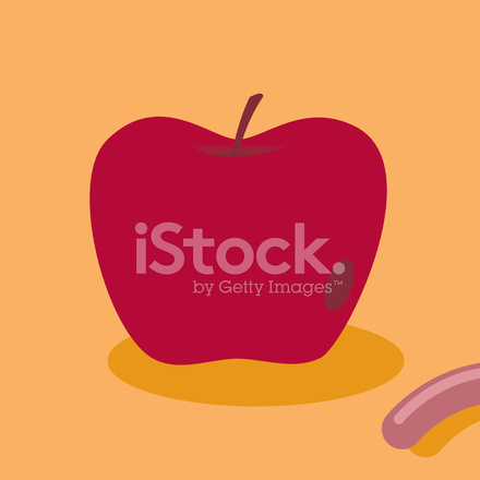 440x440 Manzana Y Gusano Stock Vector