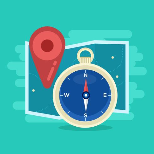 490x490 Map And Compass Vector