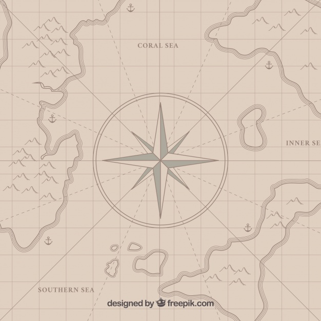 626x626 Pirate Treasure Map With Compass Vector Free Download