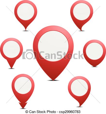 438x470 Pin Map Marker. Set Of Different Pin Map Markers, Eps10 Vector