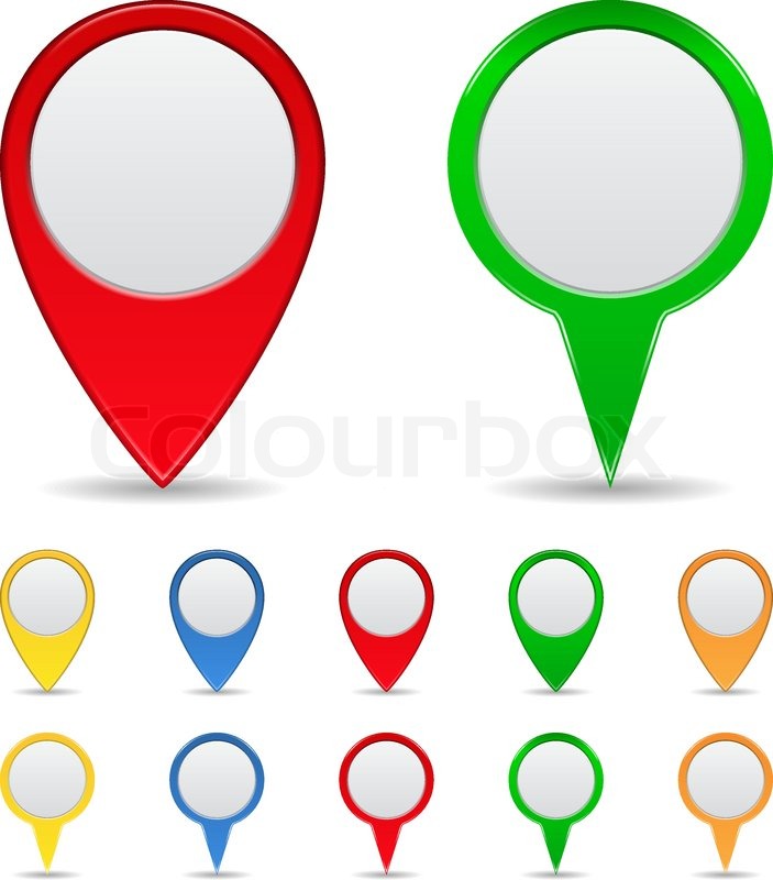 703x800 Vector Set Of Map Markers Stock Vector Colourbox