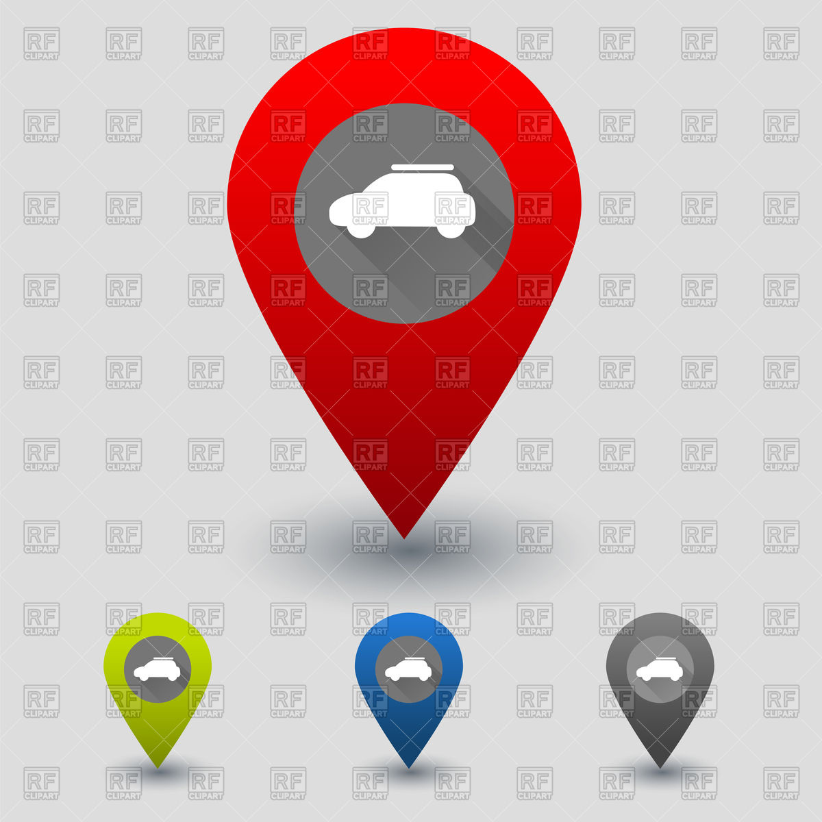 1200x1200 Colorful Navigation Signs With Flat Car Icon