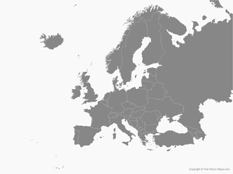 460x345 Vector Map Of Europe With Countries