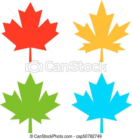 445x470 Maple Leaf Vector Icon. Color Maple Leaves Vector Icons Set.