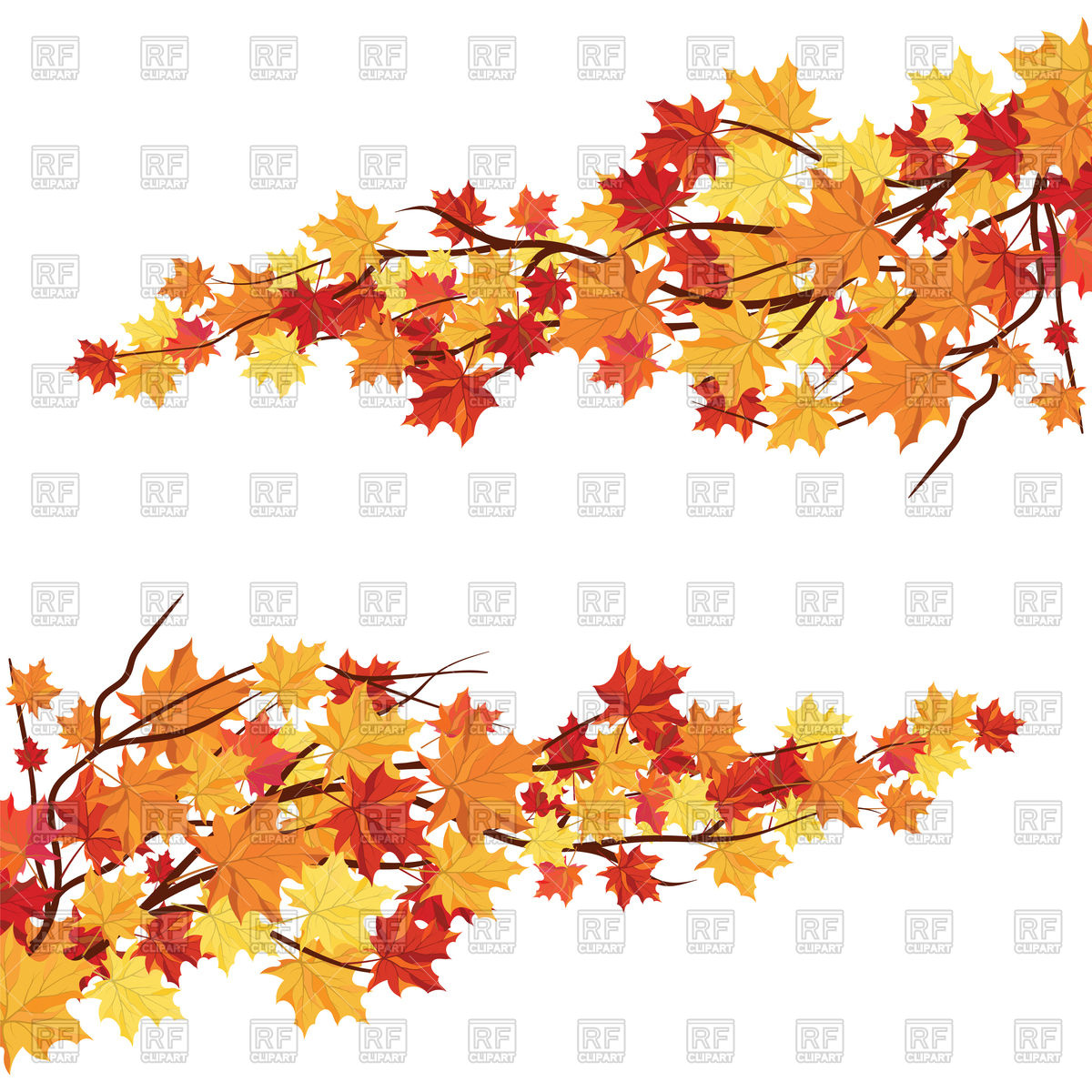 1200x1200 Branches With Orange Maple Leaves Vector Image Vector Artwork Of