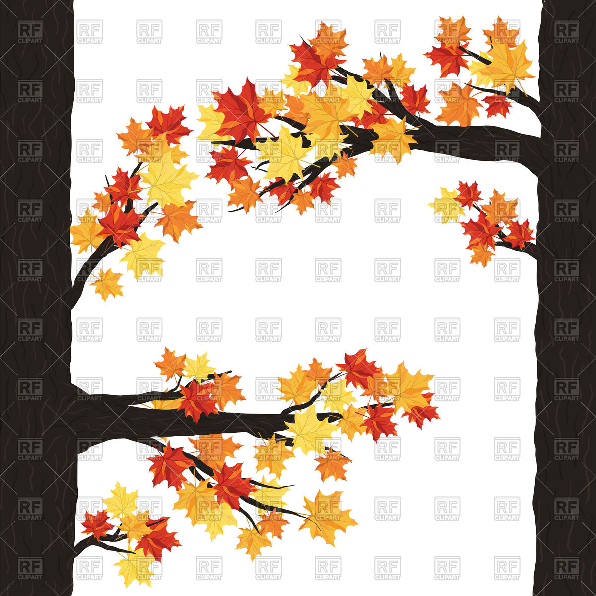 1200x1200 Autumn Tree With Maple Leaves Vector Image Vector Artwork Of