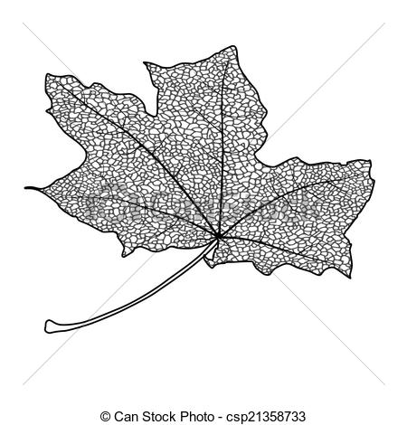 450x470 Silhouette Of The Textured Maple Leaf, Vector Illustration