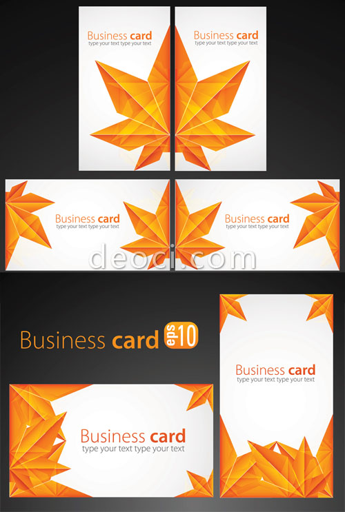 500x743 Free Vector Maple Leaf Origami Business Card Background Design