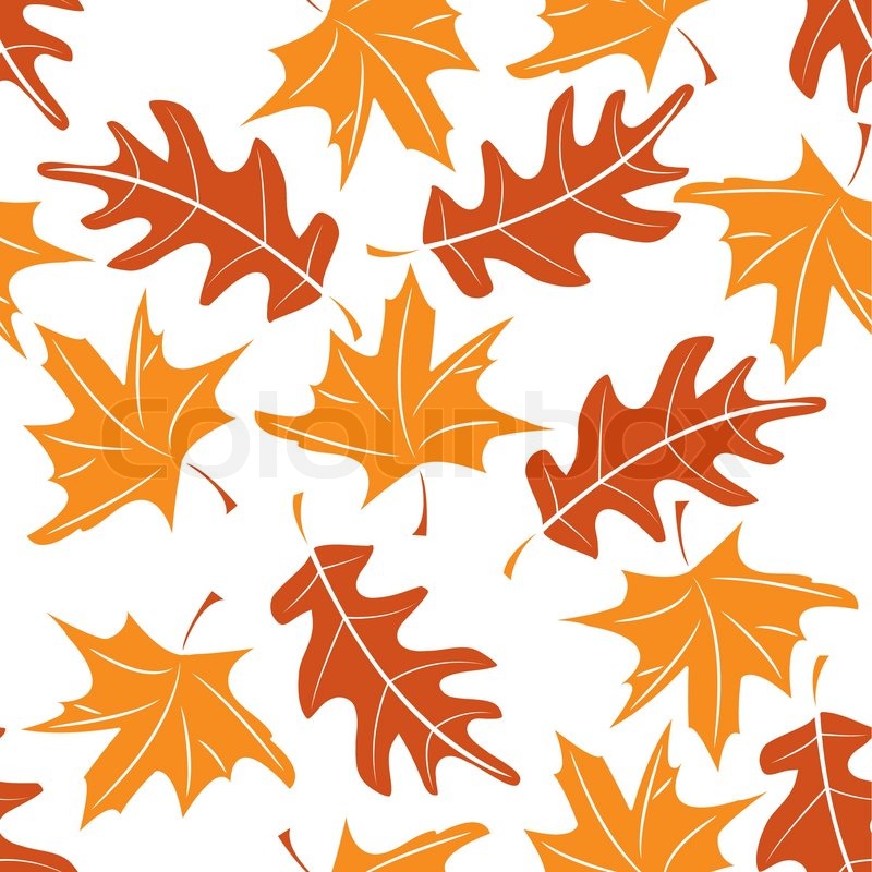 800x800 Seamless Autumnal Pattern With Maple And Oak Leaves Vector